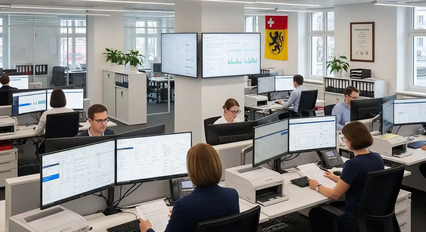 IT pour administrations — Jump Online Sion Employés d'administration utilisant un logiciel de workflow numérique en Valais — digitalisation communale par Jump Online Sion